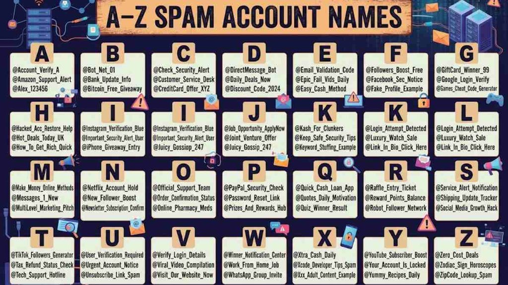 A-Z Spam Account Names