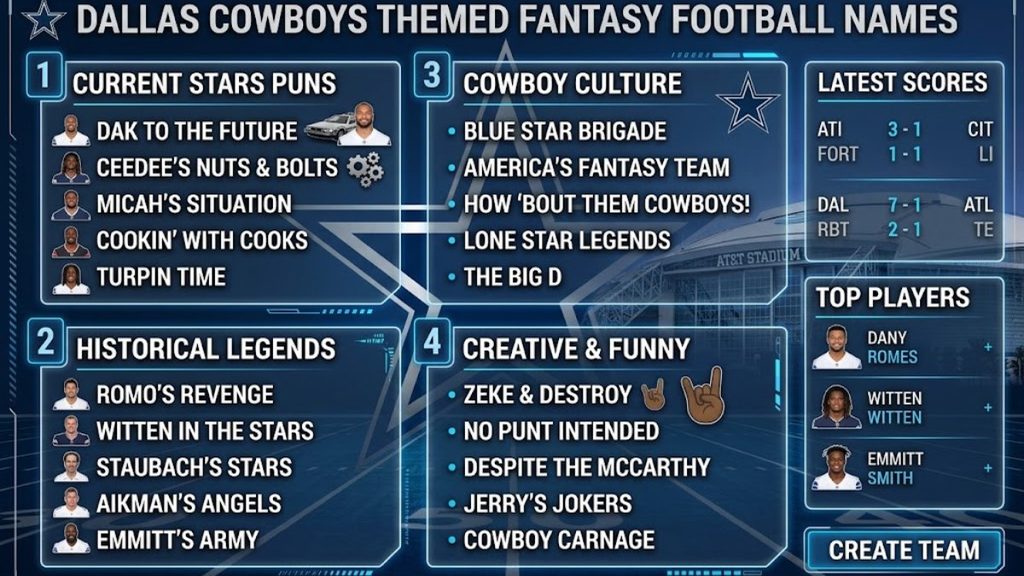 Dallas Cowboys Themed Fantasy Football Names