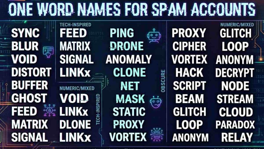 One Word Names for Spam Account