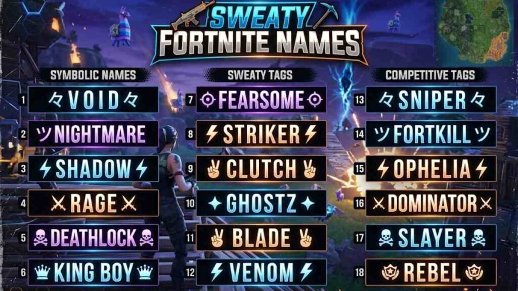 sweaty fortnite names with symbol