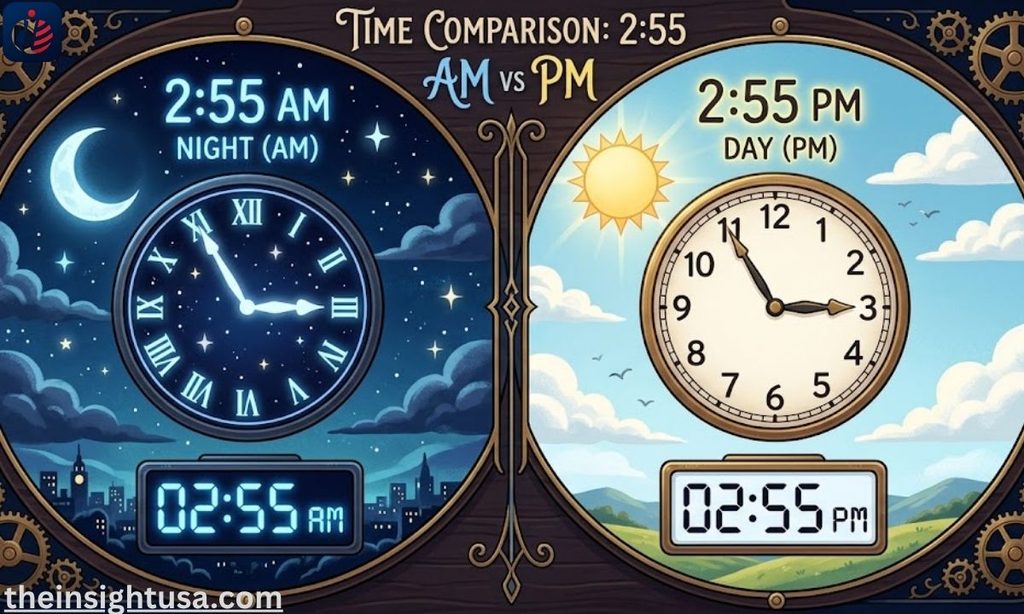 How Long Until 2:55 AM Compared With 2:55 PM?